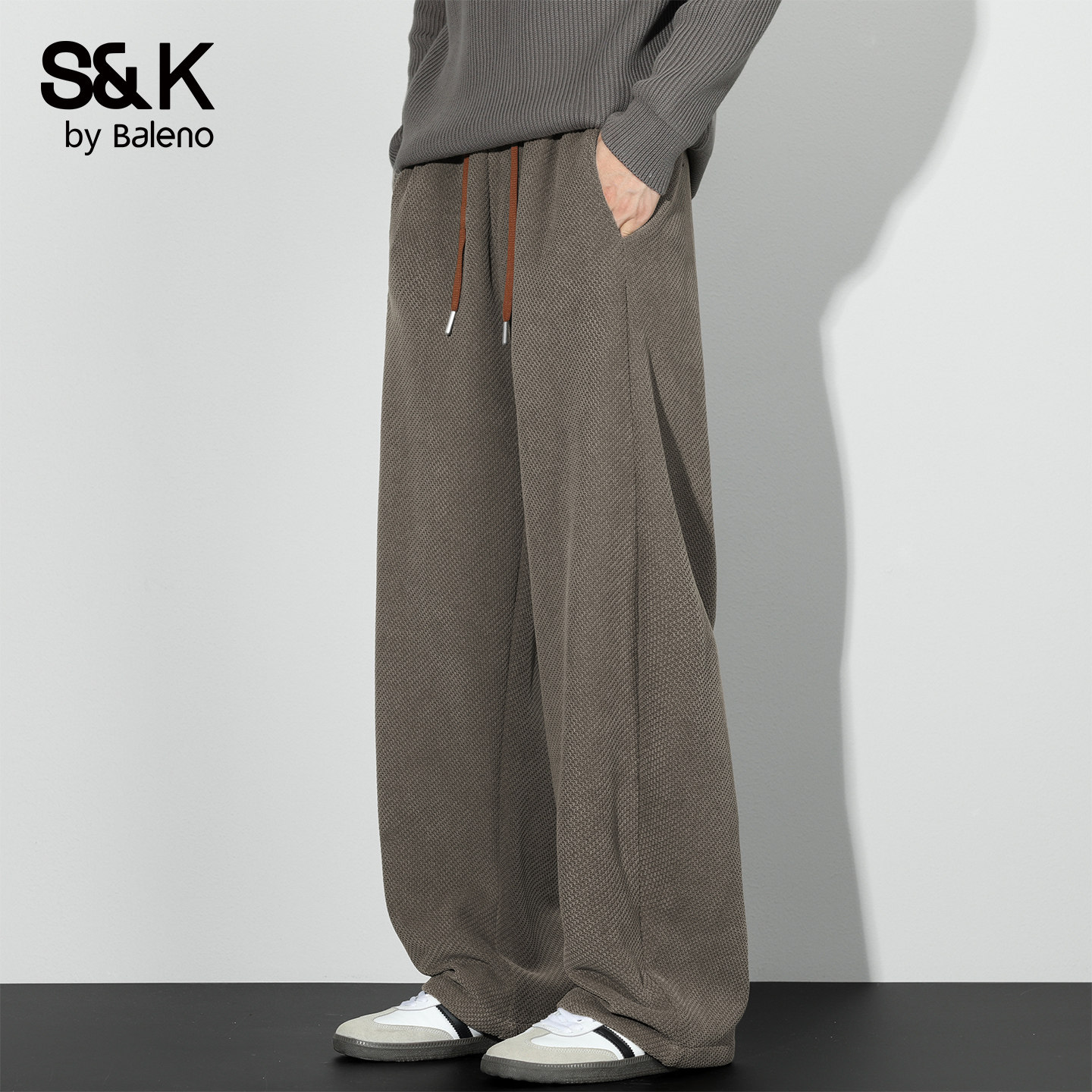 班尼路SK老钱风裤子男士秋冬新款宽松直筒美式弯刀卫裤子休闲裤YS,男装,休闲裤,淘宝优惠券,粉丝福利购,淘宝优惠卷