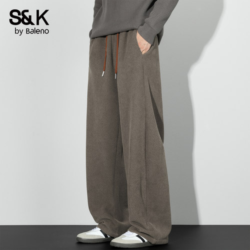 班尼路SK老钱风裤子男士弯刀卫裤