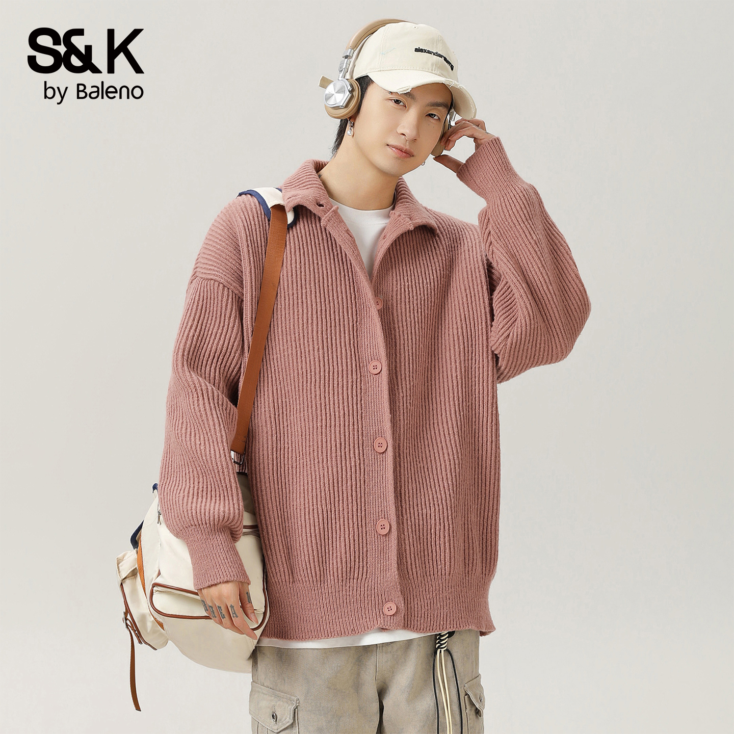 班尼路SK高领慵懒风开衫毛衣男