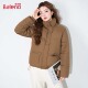 冬季 班尼路时尚 宽松舒适立领棉服女式 加绒加厚保暖休闲百搭外套J