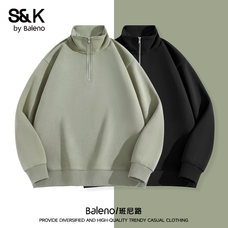 班尼路男士春秋款半拉链立领卫衣