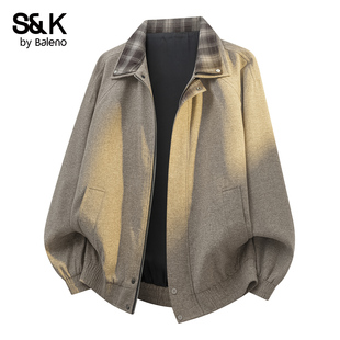 夹克帅气休闲上衣宽松显瘦外套YS 复古拼接男士 班尼路SK春季 新款