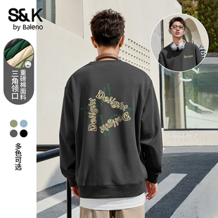 ins潮牌印花上衣宽松外套男A 美式 班尼路S&K系列重磅卫衣男款 秋季