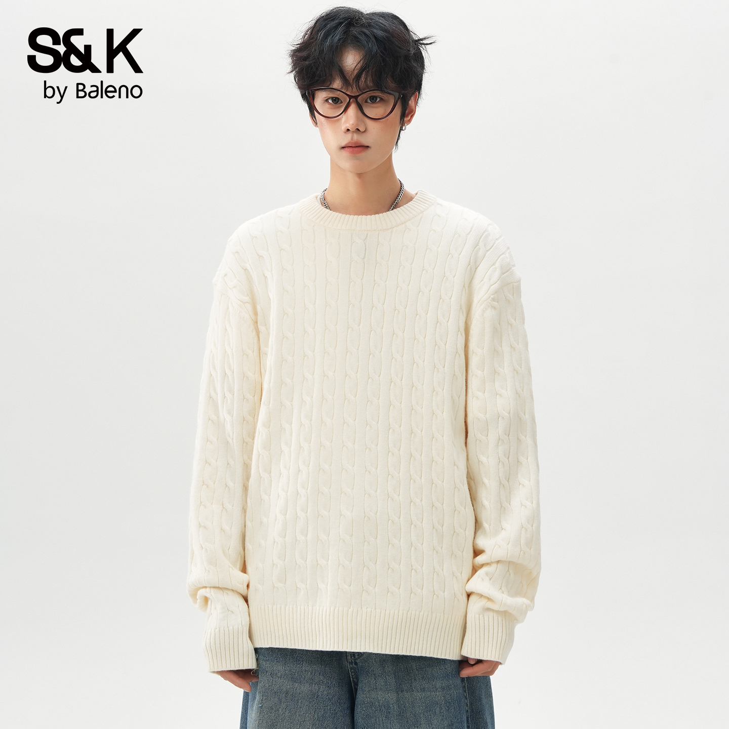 班尼路SK美式圆领毛衣男士秋冬季