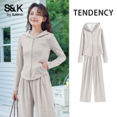 小个子两件套女N 新款 女秋季 外套休闲裤 班尼路S&K系列休闲运动套装