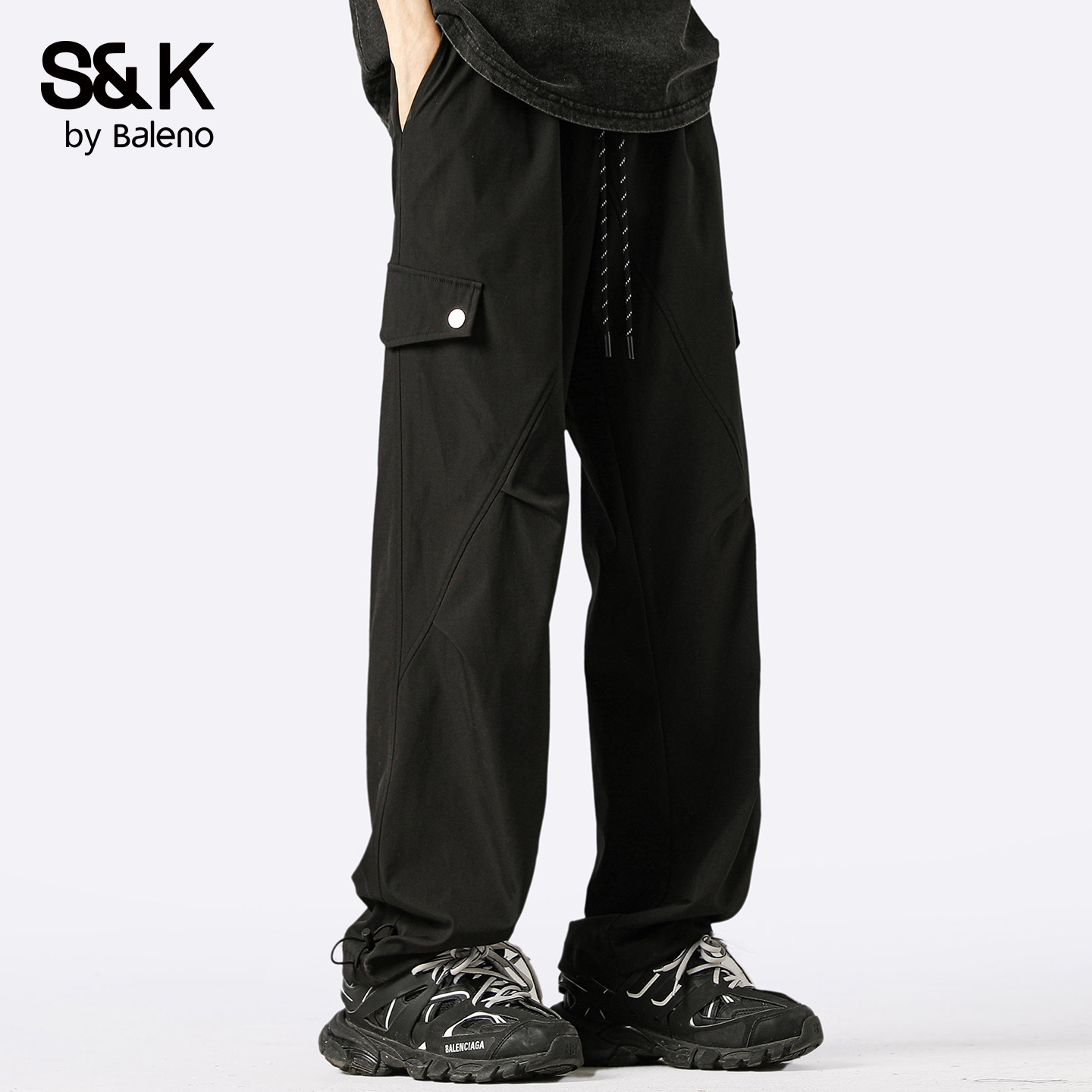 班尼路SK工装风多口袋休闲裤男士春季2026新款宽松百搭束脚长裤YS,男装,休闲裤,淘宝优惠券,粉丝福利购,淘宝优惠卷