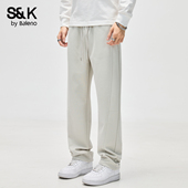 轻奢宽松显瘦百搭长裤 班尼路SK纯色简约休闲风男士 抽绳直筒裤 男YS