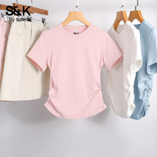 班尼路S&K粉色短袖t恤女夏季