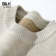 班尼路S&K加绒毛衣男款冬季一体绒内搭毛衫加厚半高领男士针织衫A