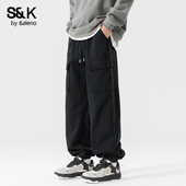 裤 休闲裤 男款 班尼路S&K黑色工装 秋季 重磅宽松男士 青少年束脚卫裤