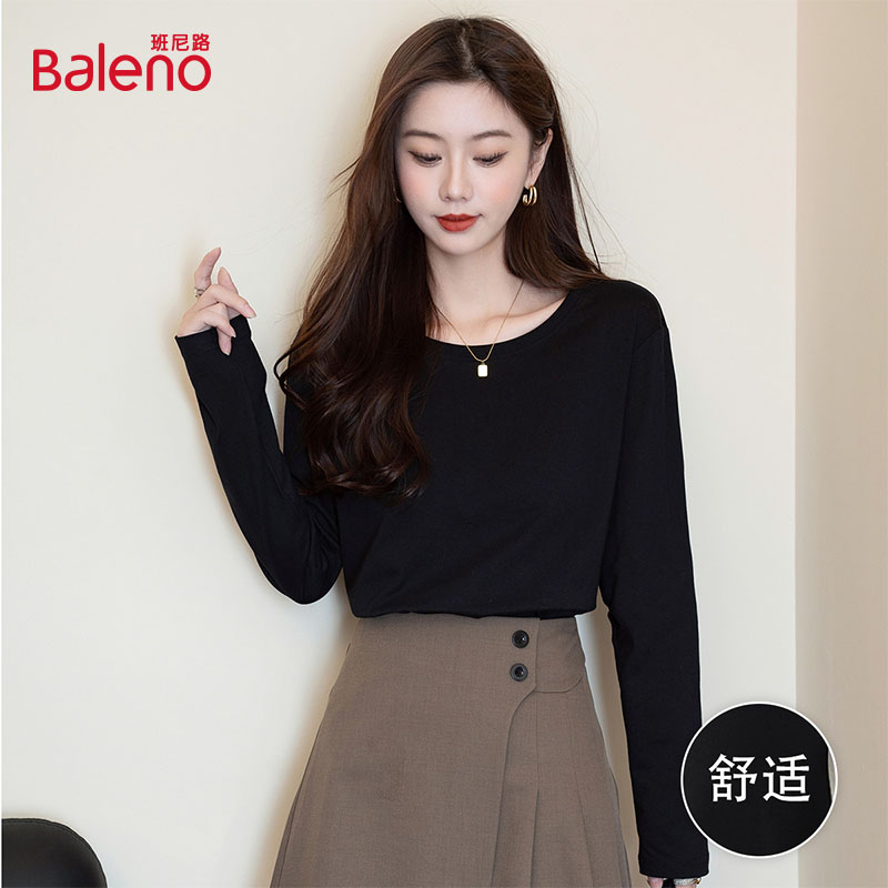 班尼路长袖t恤女纯棉打底衫