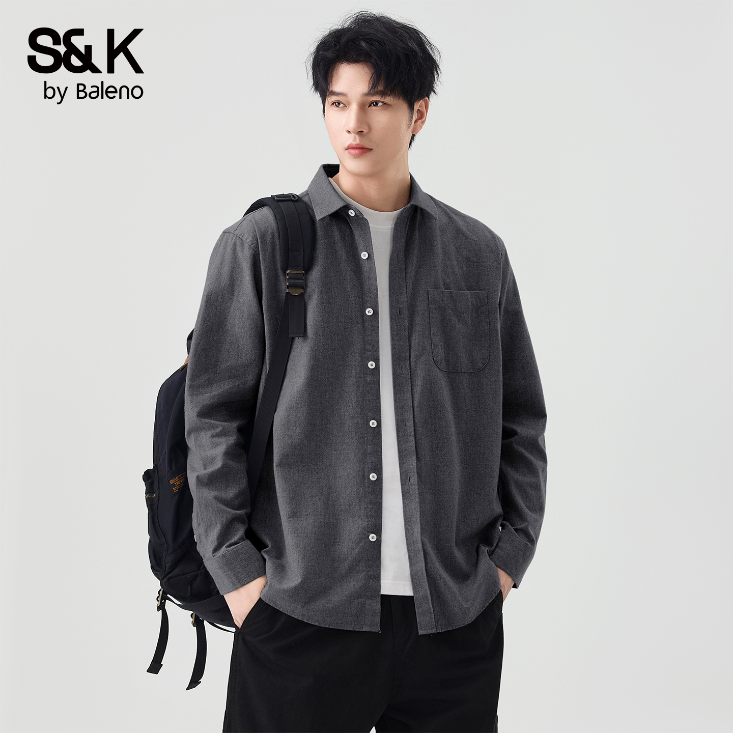 班尼路SK美式复古衬衫男士春秋季