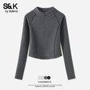 撞色半高领内搭长袖 班尼路S&K系列修身 新款 女冬季 运动上衣Q 打底衫