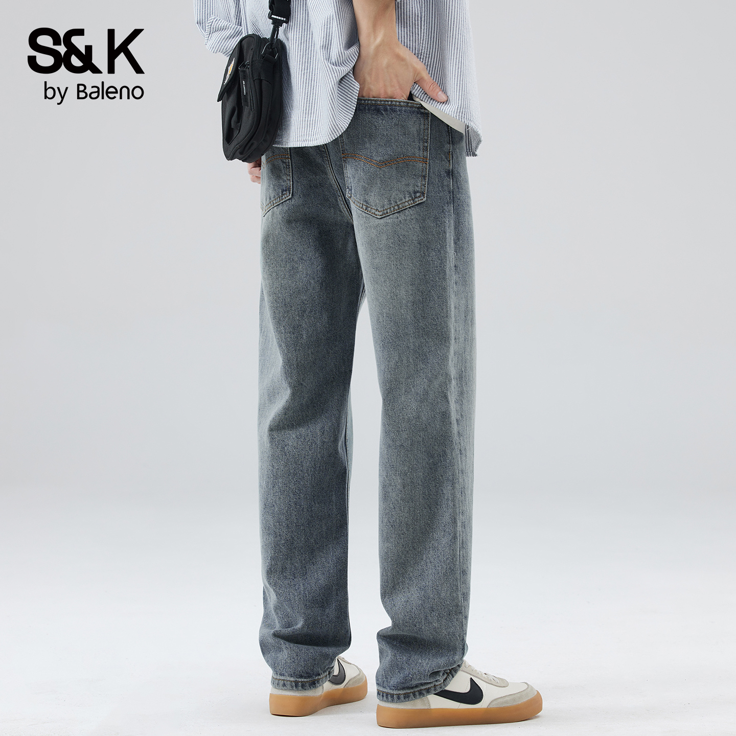 班尼路SK美式复古牛仔裤男士秋冬