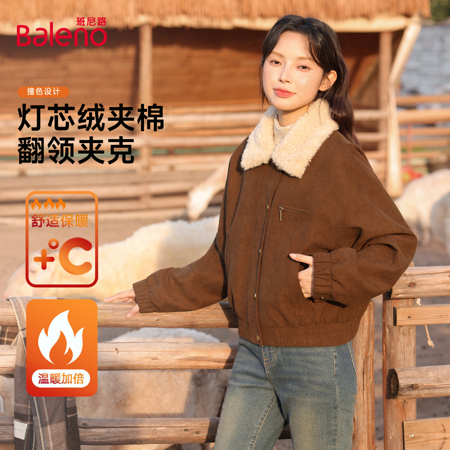 班尼路美拉德棉服女外套夹克