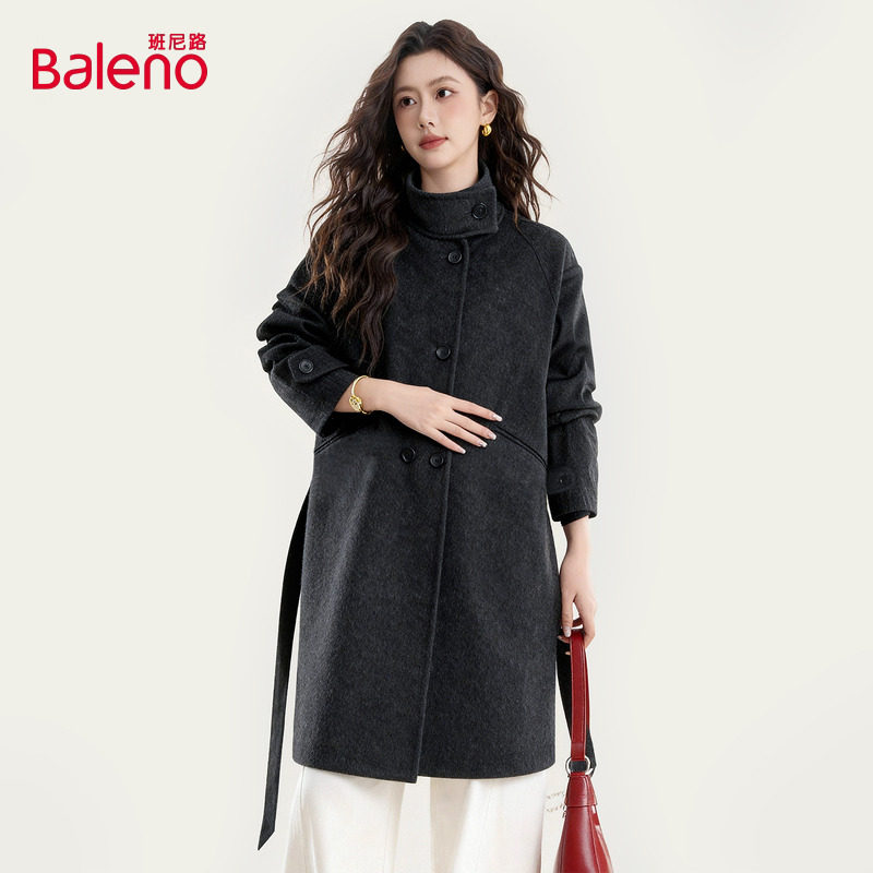 班尼路立领长裤羊毛大衣女2025冬季新款加厚保暖高级感毛呢外套QW,女装/女士精品,毛呢外套,淘宝优惠券,粉丝福利购,淘宝优惠卷