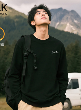 班尼路S&K纯棉长袖t恤男冬季新款初高中生内搭秋衣黑色休闲上衣A