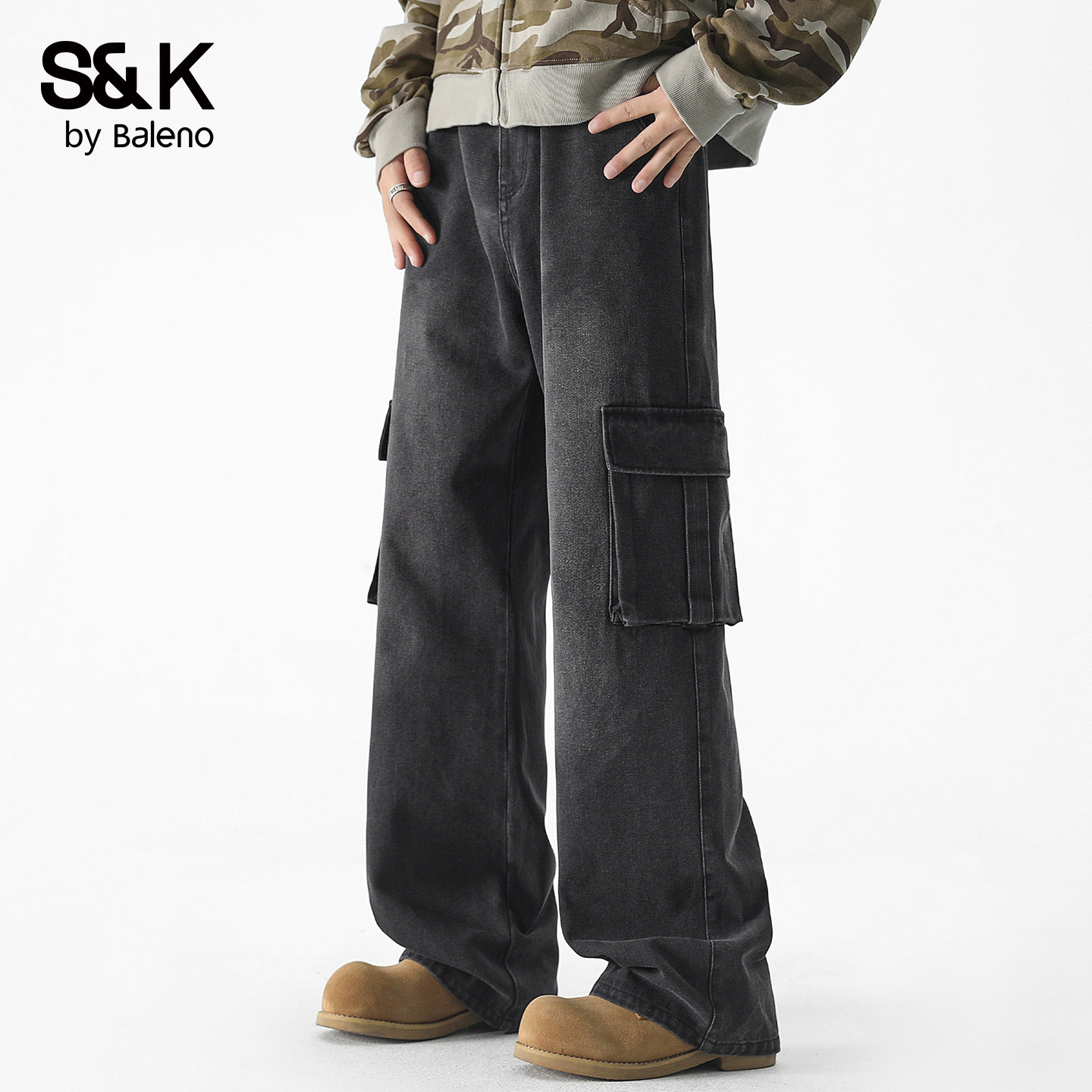 班尼路SK工装牛仔裤男2025秋季新款宽松复古阔腿直筒休闲裤子男YS,男装,牛仔裤,淘宝优惠券,粉丝福利购,淘宝优惠卷