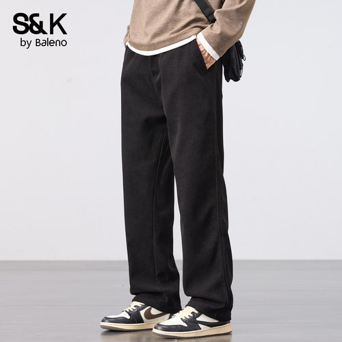 班尼路秋冬厚款宽松潮牌休闲裤男