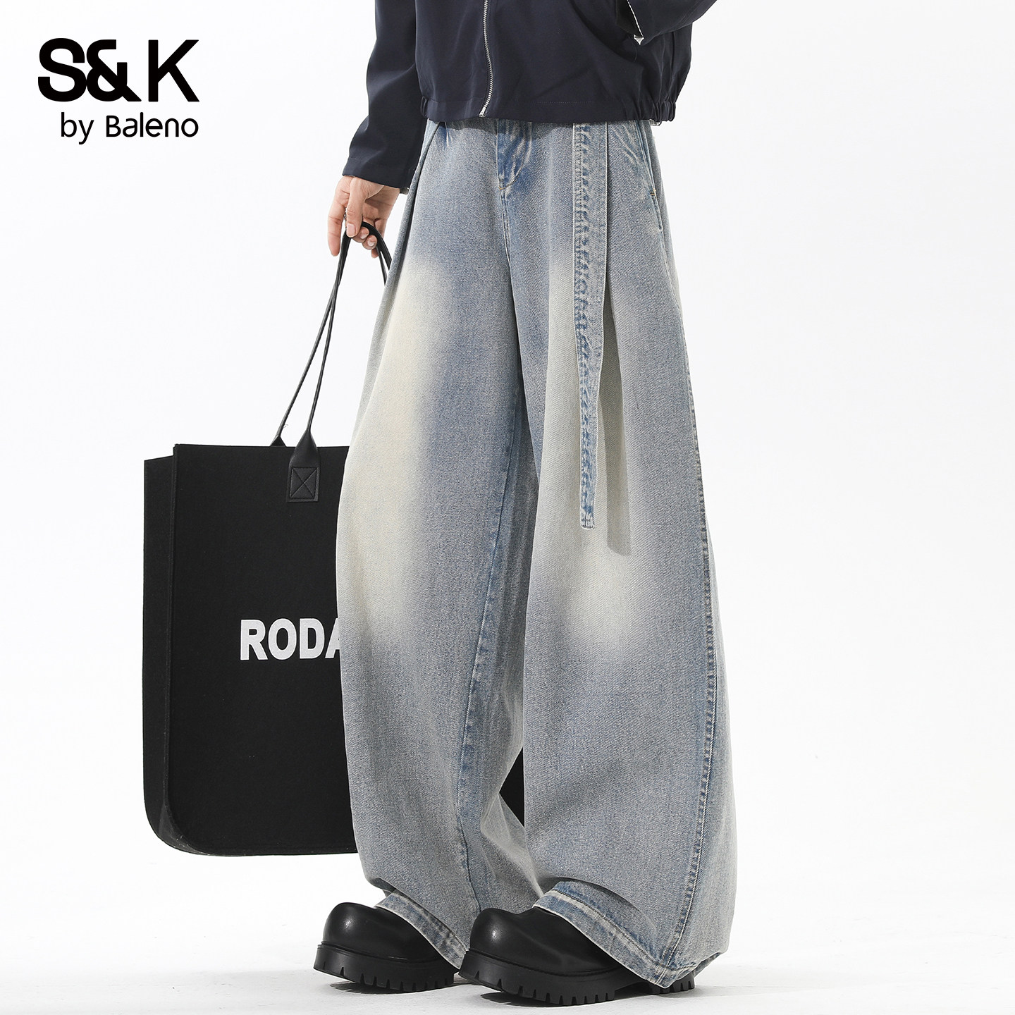 班尼路SK美式高街宽松阔腿牛仔裤男2026新款垂感长裤休闲潮流裤YS,男装,牛仔裤,淘宝优惠券,粉丝福利购,淘宝优惠卷