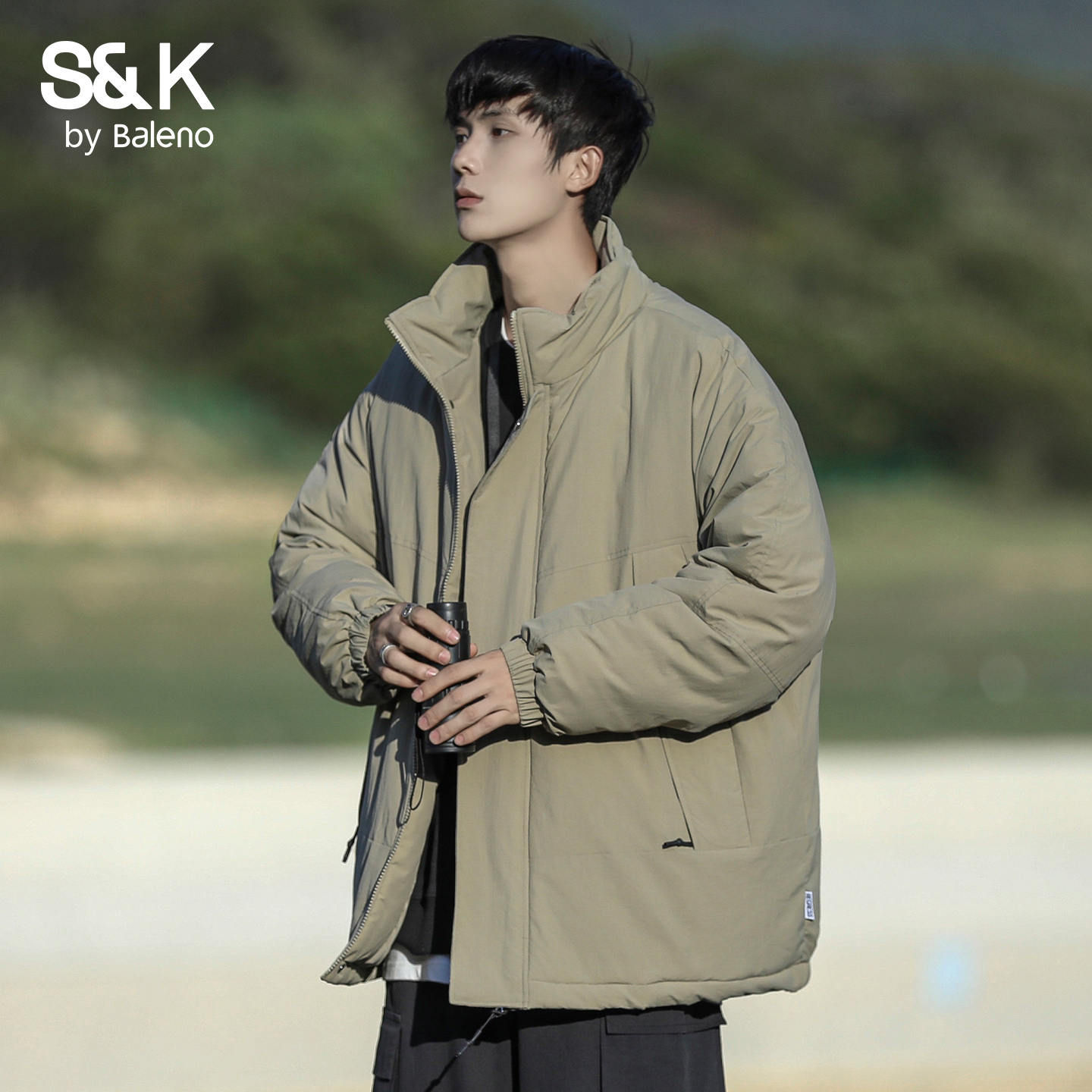 班尼路SK工装立领棉服男2025冬季