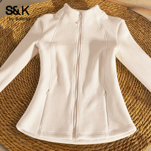 班尼路S&K系列杏色摇粒绒外套女2025秋冬新款 防风上衣冲锋衣内胆H