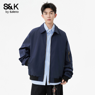 班尼路SK美式 潮牌宽松百搭休闲外套男YS 翻领飞行员夹克男2026春季