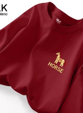 班尼路S&K系列红色t恤男生2026马年本命年新款上衣男士百搭短袖LF