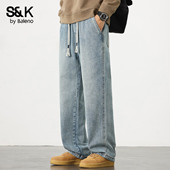 松紧腰宽松直筒阔腿长裤 班尼路SK美式 子YS 2025新款 秋季 牛仔裤 男士