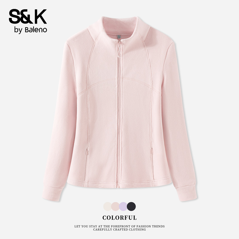班尼路S&K系列双面绒外套女2025冬款加绒加厚冲锋衣内胆开衫上衣Q