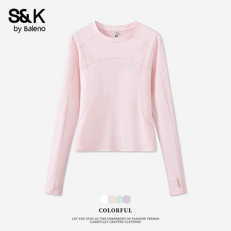 班尼路S&K系列粉色速干长袖T恤女春夏新款圆领瑜伽运动服上衣女Q,女装/女士精品,T恤,淘宝优惠券,粉丝福利购,淘宝优惠卷