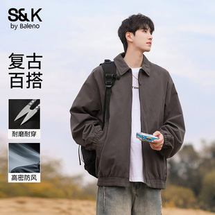 班尼路美式 潮牌宽松休闲翻领棒球服E 复古夹克外套男春秋2026新款