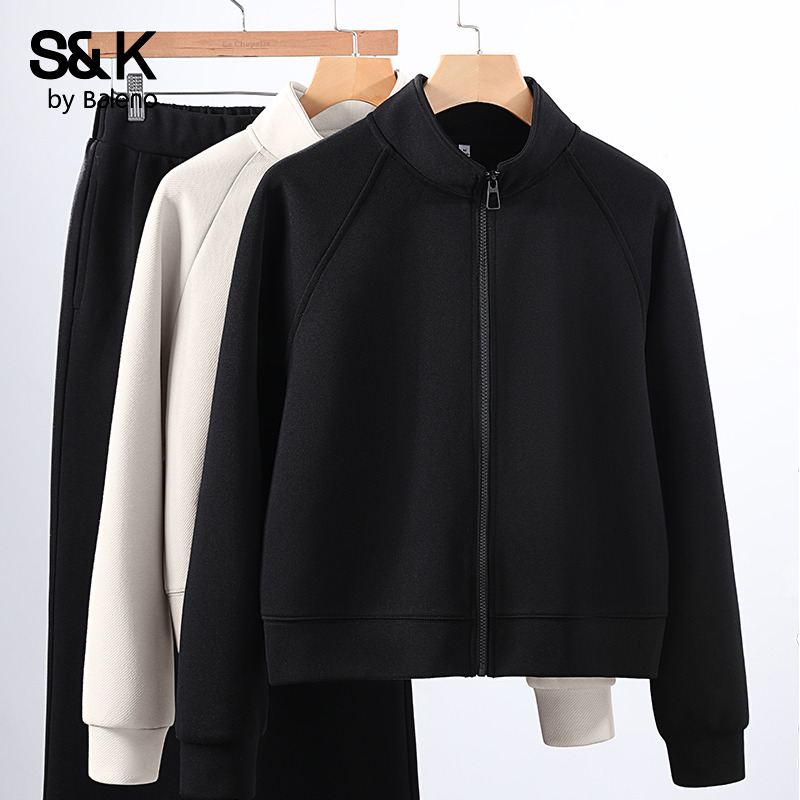 黑色宽松立领卫衣女2025秋季