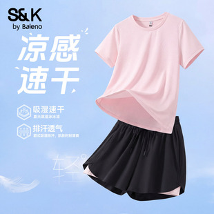 短裤 班尼路S&K系列速干运动套装 一整套N 凉感短袖 新款 女款 2026夏季
