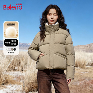 班尼路立领棉服外套女2025新款冬季轻量保暖面包服短款棉袄外套N