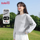 套头无帽小个子宽松圆领上衣N 新款 班尼路灰色短款 卫衣女2025秋季