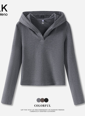 班尼路S&K系列灰色连帽打底衫女内搭2026新款秋冬季修身长袖t恤H