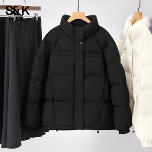 班尼路S&K系列黑色立领防风羽绒服女款2026冬季新款加厚保暖外套H