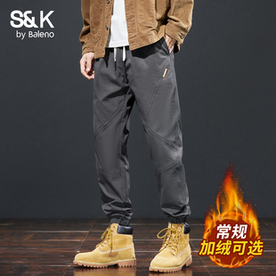 子男MS 裤 班尼路SK束脚休闲裤 男2025秋冬加绒加厚直筒宽松潮流时尚