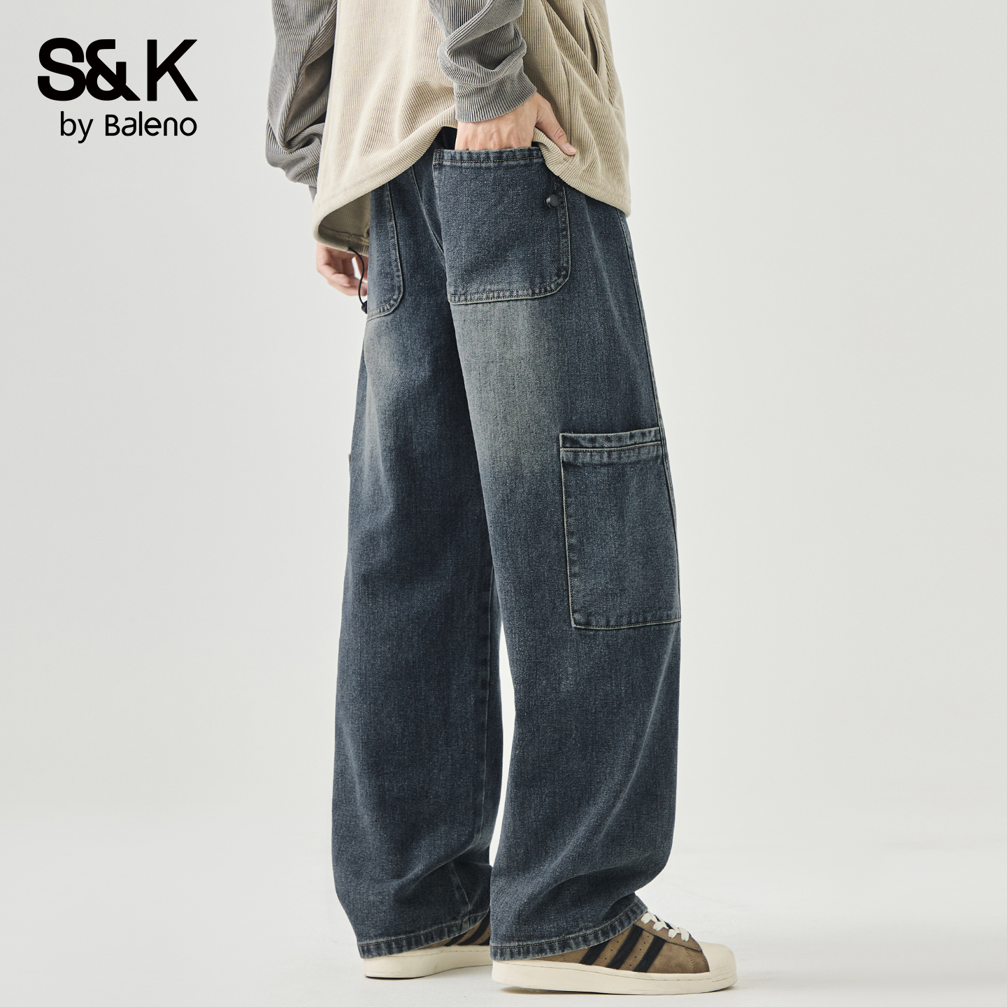 班尼路秋季新款宽松休闲牛仔裤男