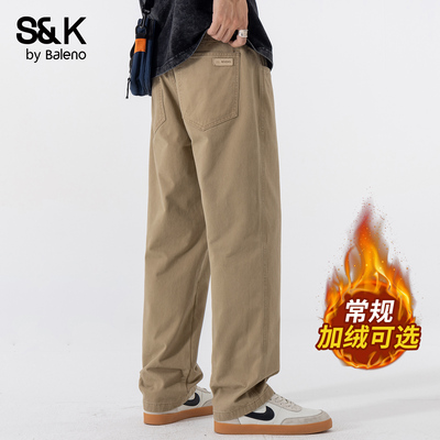 班尼路SK纯棉休闲裤男秋冬季加绒