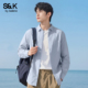 简约砂洗干净外套男士 班尼路S&K天蓝色休闲长袖 春季 男款 衬衣A 衬衫