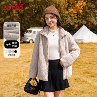 加厚保暖棉衣上衣M 立领开衫 班尼路双面摇粒绒外套女2025新款 冬季