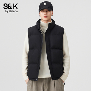 班尼路SK立领加绒保暖马甲男冬季潮流百搭休闲无袖外穿背心外套YS