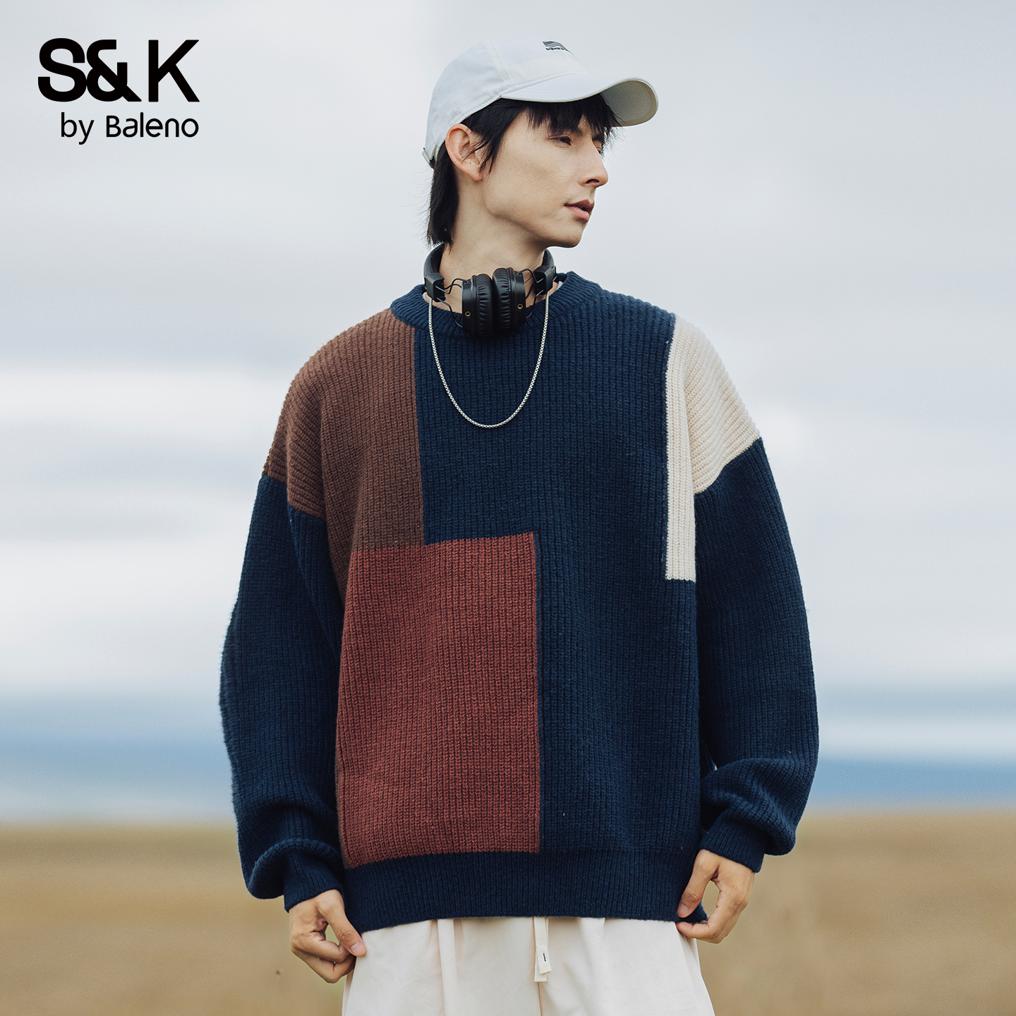 班尼路SK宽松套头运动针织衫