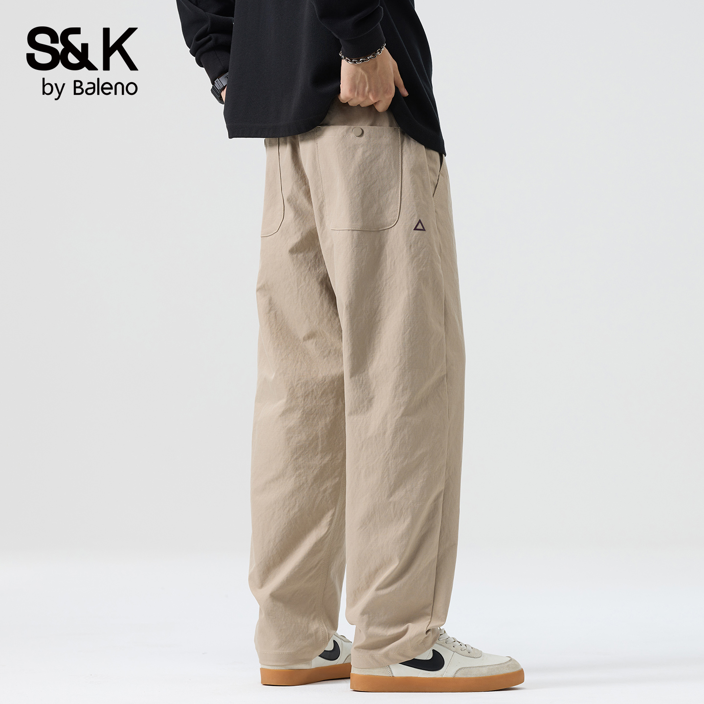 班尼路秋冬厚款宽松直筒休闲裤男