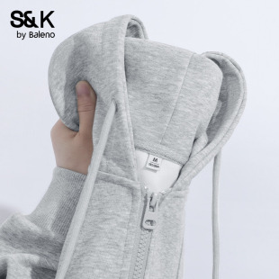 宽松开衫 加绒上衣美式 外套H 2026新款 班尼路灰色卫衣女连帽秋冬季