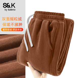 青少年松紧腰休闲卫裤 班尼路S&K重磅双面摇粒绒保暖休闲裤 男冬季