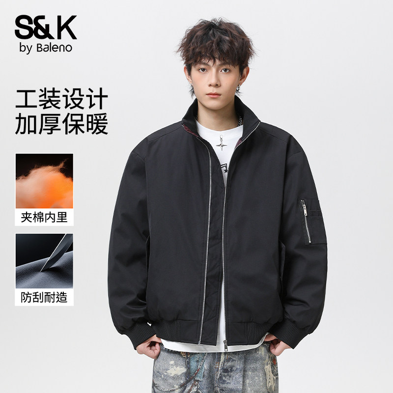 班尼路飞行夹克棉服男士冬季2026新款美式潮牌宽松工装棉衣外套E,男装,棉衣,淘宝优惠券,粉丝福利购,淘宝优惠卷
