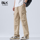工装 户外工装 风多口袋休闲裤 班尼路SK美式 男春季 宽松直筒长裤 裤
